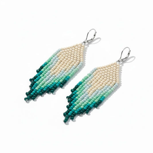 Handcrafted Beaded Ombre Fringe Earrings