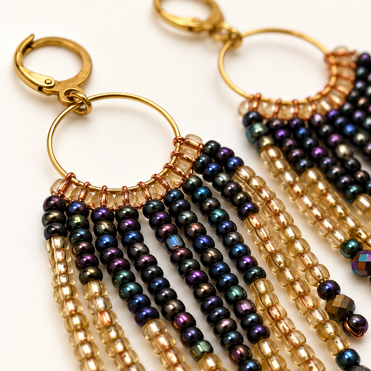 Handcrafted Seed Beads Loop Earrings