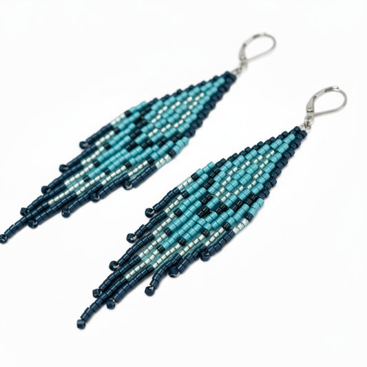 Handcrafted Beaded Tassel Earrings – Ocean Teal Elegance