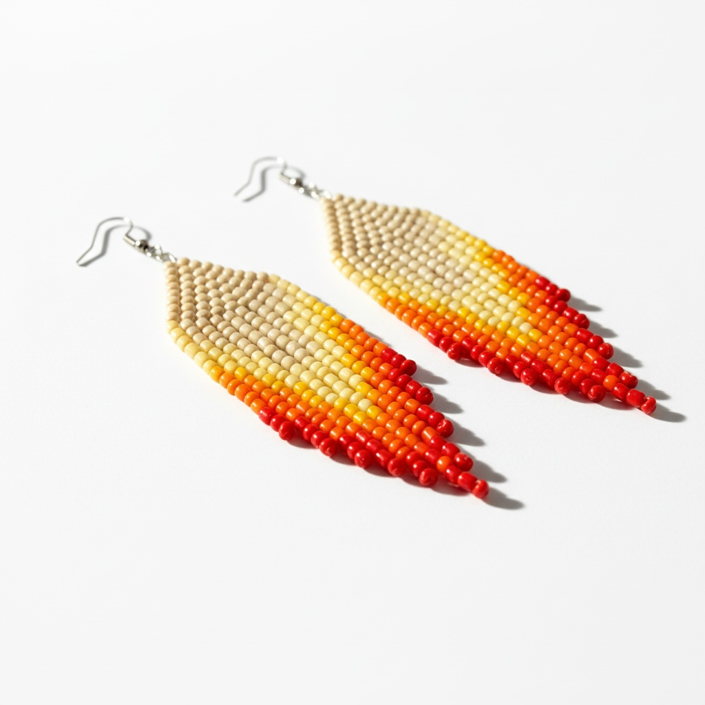 Handcrafted Beaded Fringe Earrings – Sunset Bloom