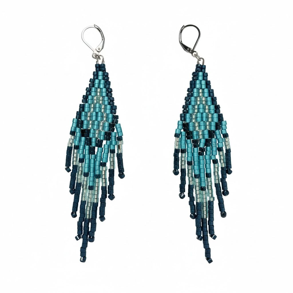 Handcrafted Beaded Tassel Earrings – Ocean Teal Elegance
