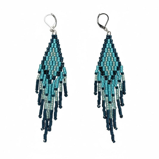 Handcrafted Beaded Tassel Earrings – Ocean Teal Elegance
