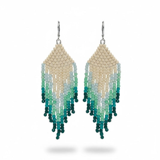 Handcrafted Beaded Ombre Fringe Earrings