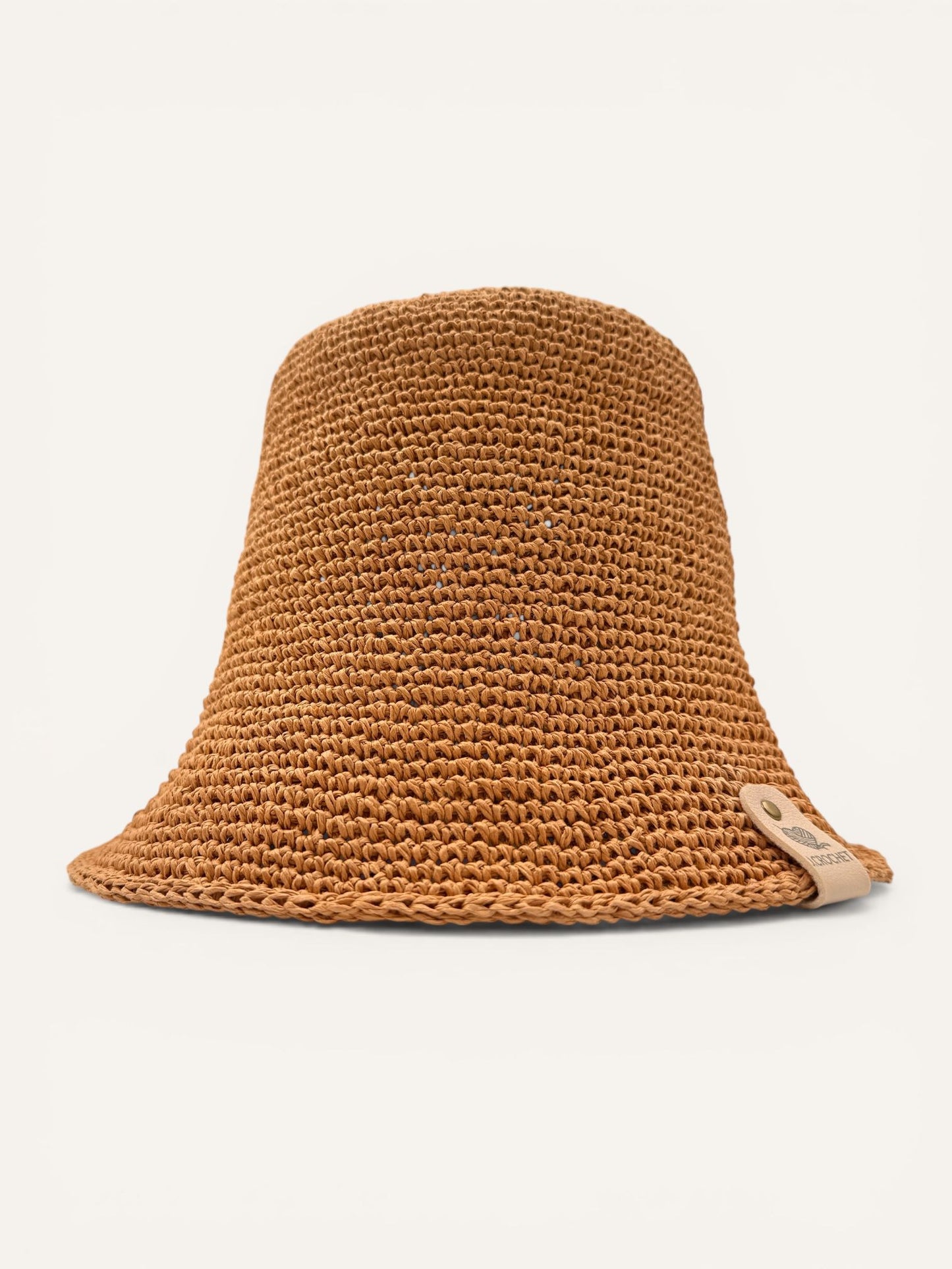 Handcrafted Raffia Crochet Bucket Hat-Beige