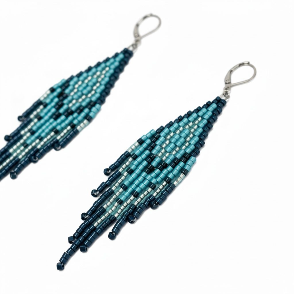 Handcrafted Beaded Tassel Earrings – Ocean Teal Elegance