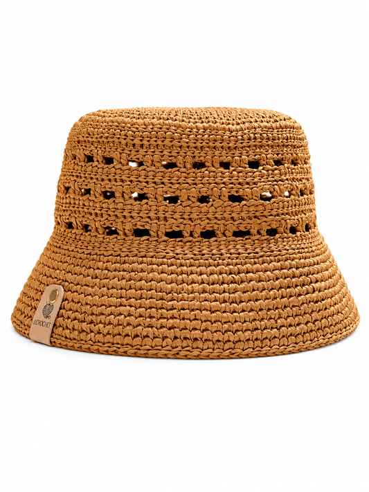 Handmade Raffia Bucket Hat Openwork Design-Made in USA