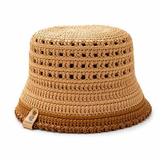 Handmade Bucket Hat, Open Weave, Two-Tone-Made in USA
