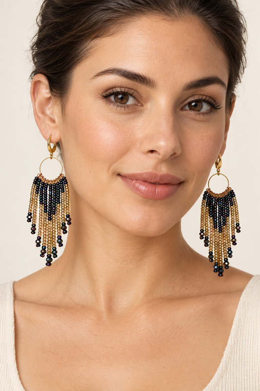 Handcrafted Seed Beads Loop Earrings
