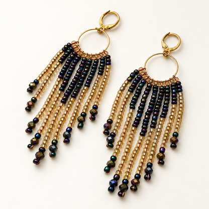 Handcrafted Seed Beads Loop Earrings