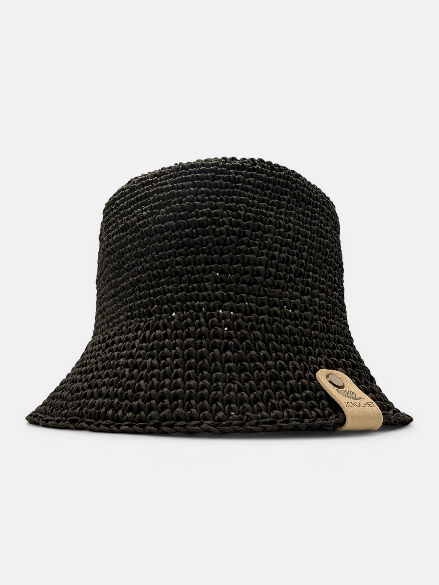 Handcrafted Raffia Bucket Hat-Black