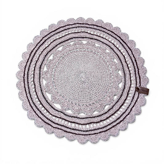 Handmade Crochet Round Placemat with Scalloped Edge, Light Grey | Raffia Material, Lace Doily Design,Table Protector, Home Décor