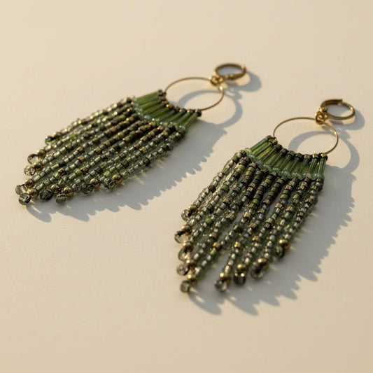 Handcrafted Glass Beads Earring -Green Collection