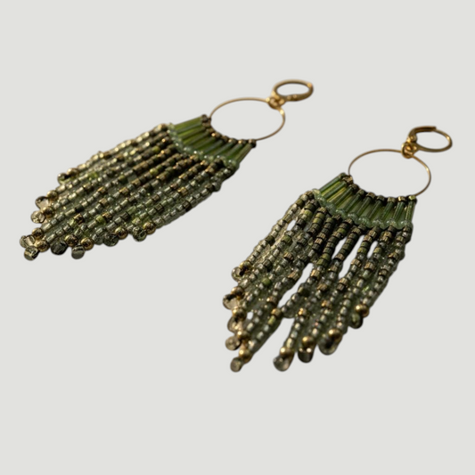 Handcrafted Glass Beads Earring -Green Collection