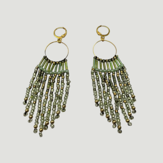Handcrafted Glass Beads Earring -Green Collection