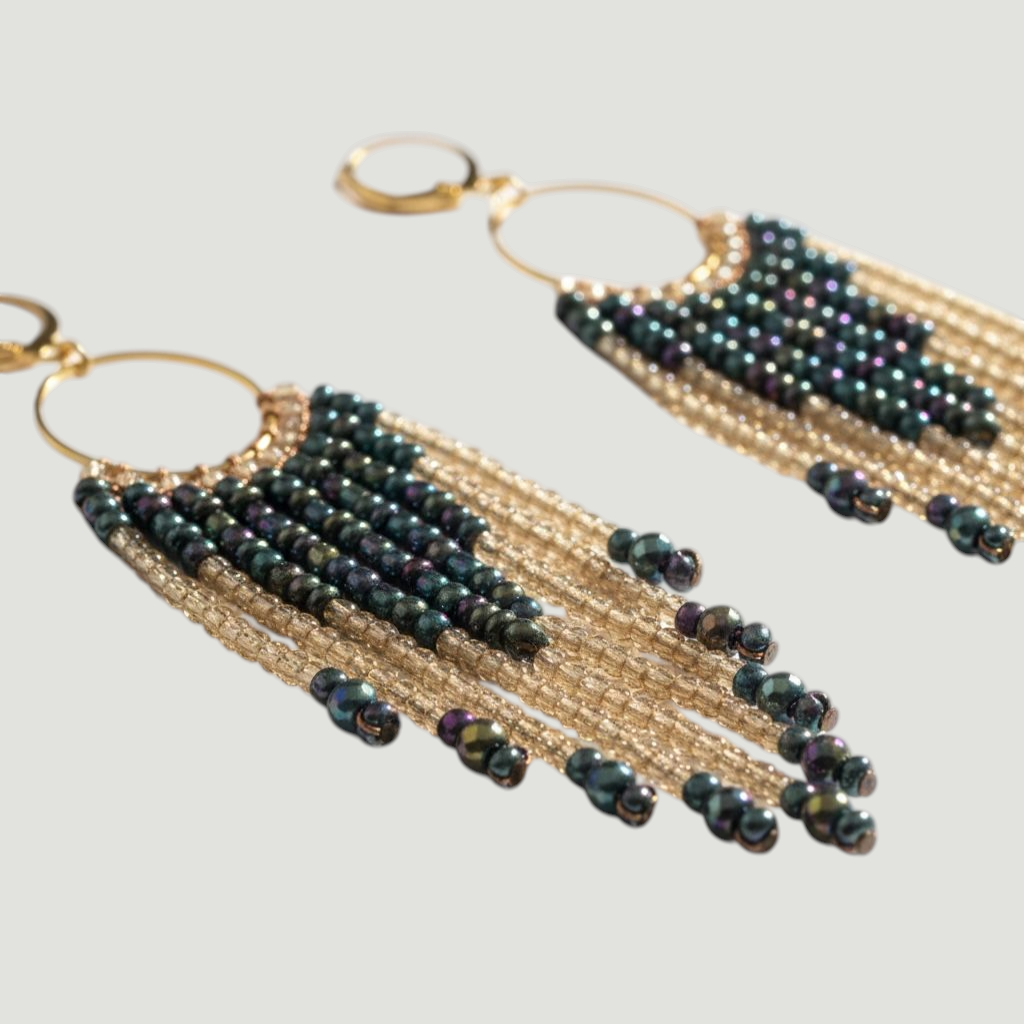Handcrafted Seed Beads Loop Earrings